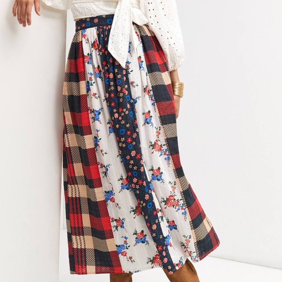 Anthropologie Let Me Be Contrast Maxi Skirt